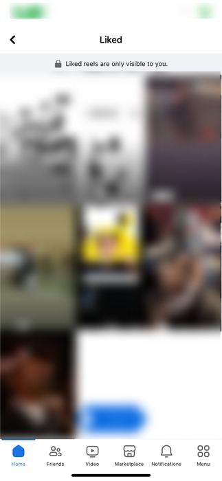 The Liked Reels Page In The Facebook Iphone App