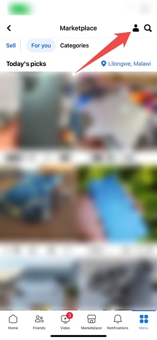 The Profile Icon In The Marketplace In The Facebook App On Iphone