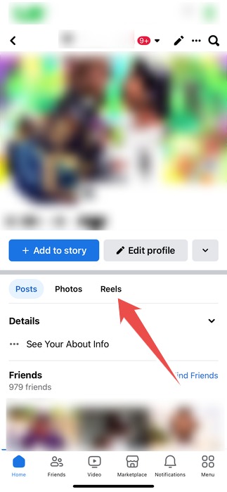 The Profile Page On The Facebook Iphone App With The Reels Option Highlighted.jpeg