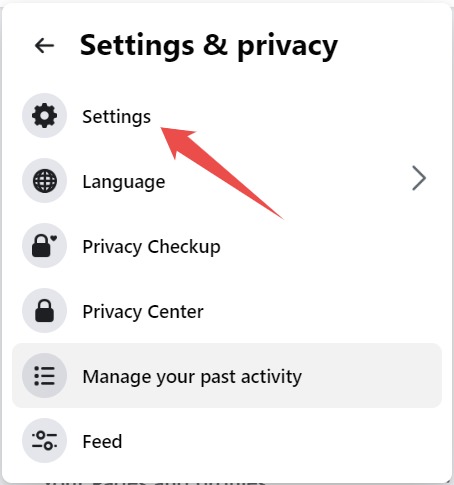 The Settings Option In The Settings And Privacy Menu On The Facebook Website