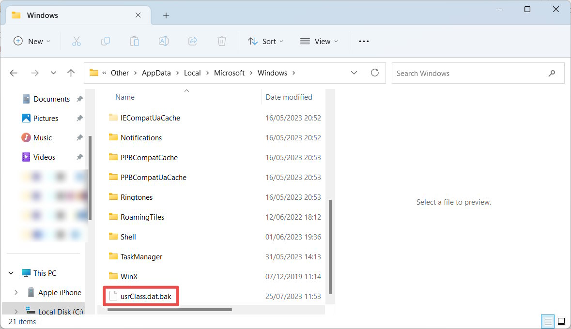 The Usrclass Dat File Renamed