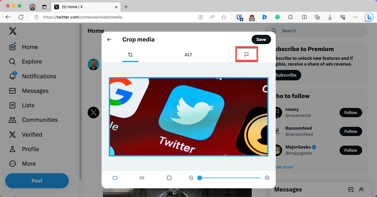 flag icon button for sensitive content warning on web and mobile