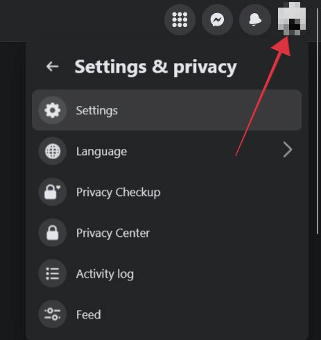 Clicking on profile picture on Facebook for desktop. 