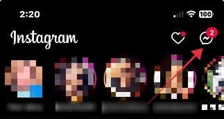 Bubble icon for Direct Messages in Instagram view. 