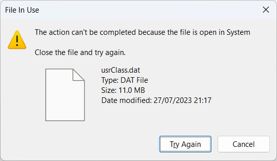 Warning of failure to rename file on Windows.
