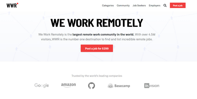 We Work Remotely homepage