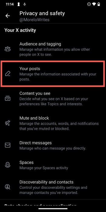 twitter for mobile your posts button