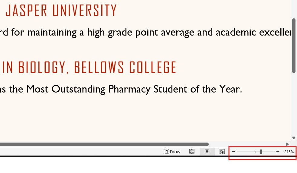 Dragging the slider to left or right to adjust the zoom level in Word.
