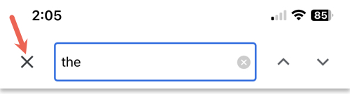 Close Find and Replace in the Google Docs mobile app