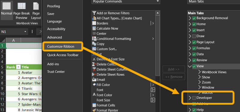 Enable Developers Excel