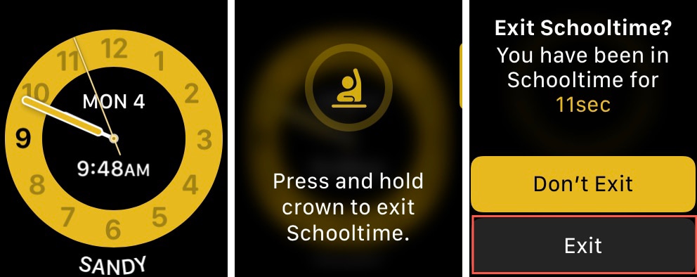 Exit Schooltime on Apple Watch