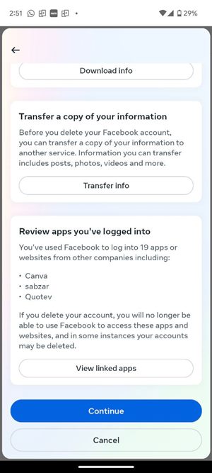 Facebook Mobile Delete Confirm