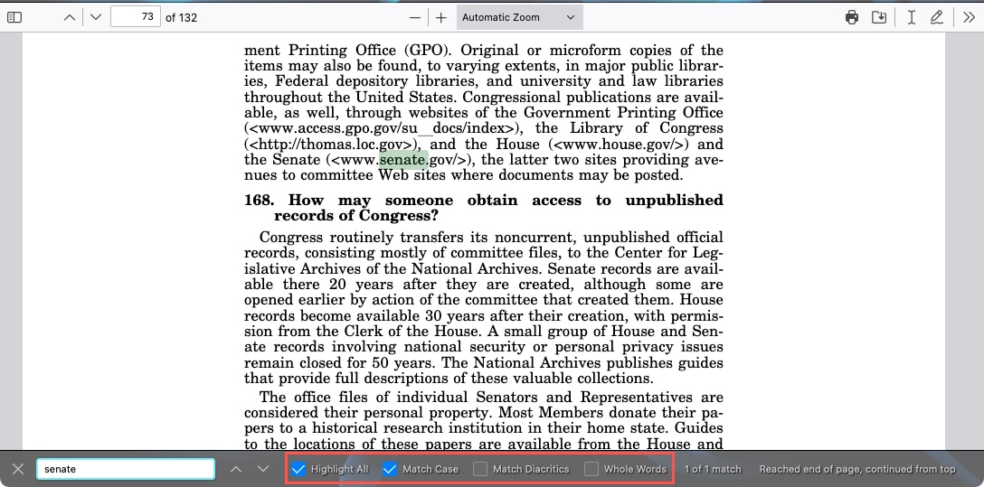 Firefox Find box filters