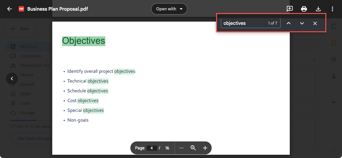 Google Drive search results and arrows