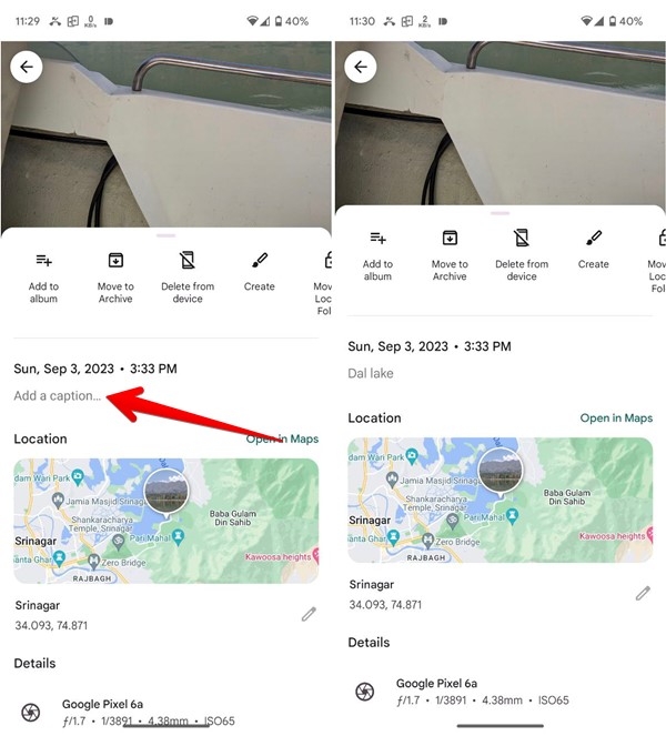 Google Photos Mobile Add A Caption