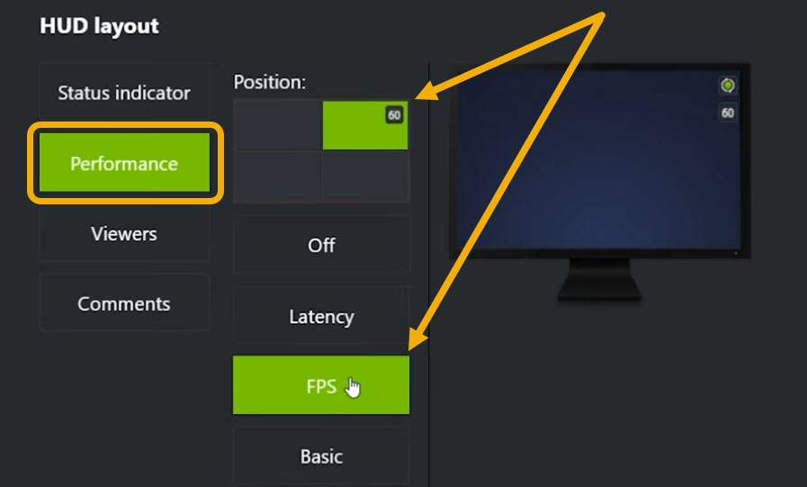Checking position of FPS layout in "HUD layout."