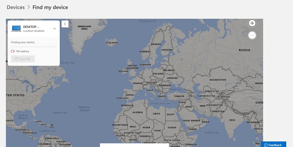Trying to find Windows device online with finding status visible.