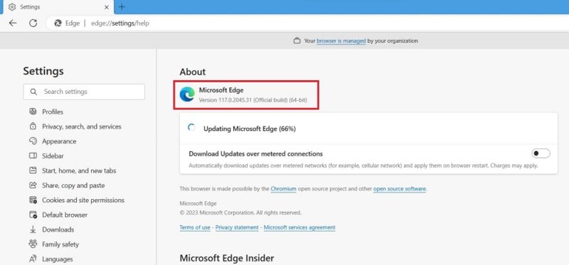 Note down the version number of Microsoft Edge browser installed on a Windows device.