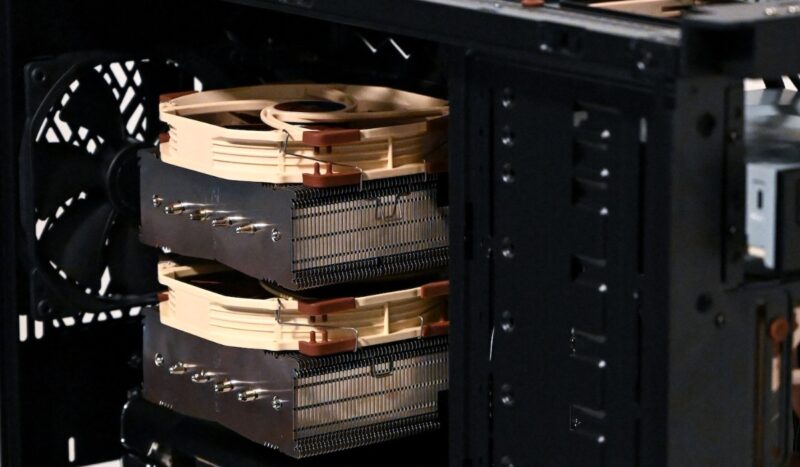 A CPU air cooler inside a PC case