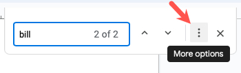 More Options icon in the Find tool