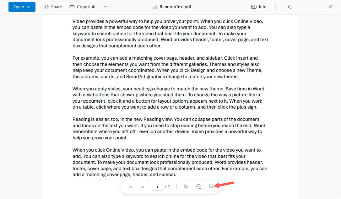 OneDrive Search icon in the toolbar