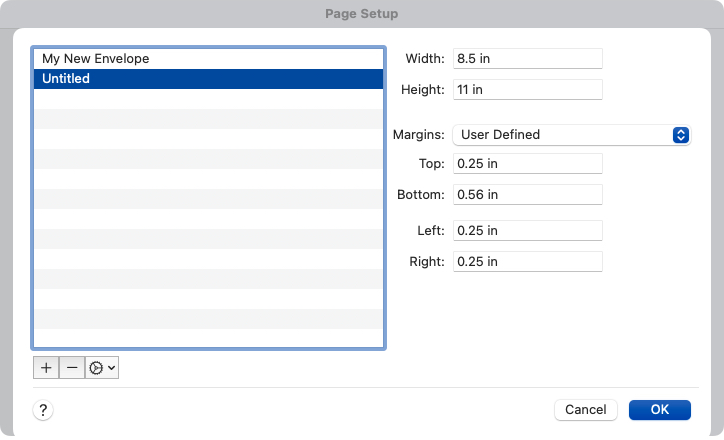 Custom paper size in Word on Mac