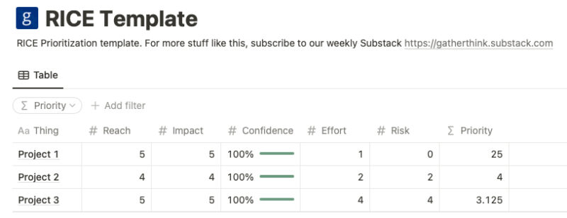 RICE template for Notion
