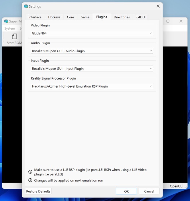 Best N64 Emulator Rosalies Mupen Gui Settings Window