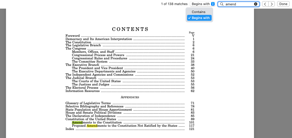 Safari Find box filters