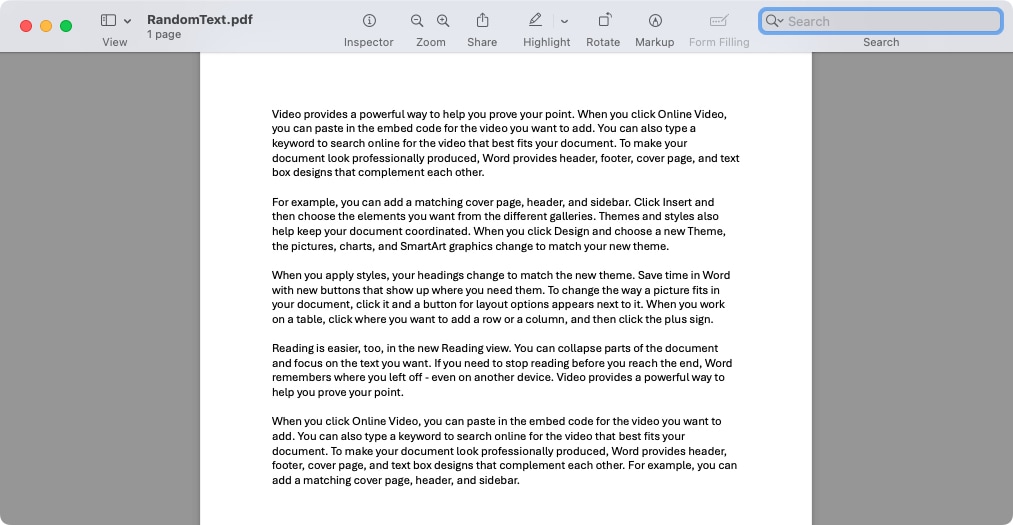 Search box in Preview on Mac