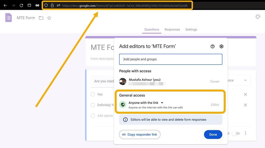 Share Editing Link Google Form
