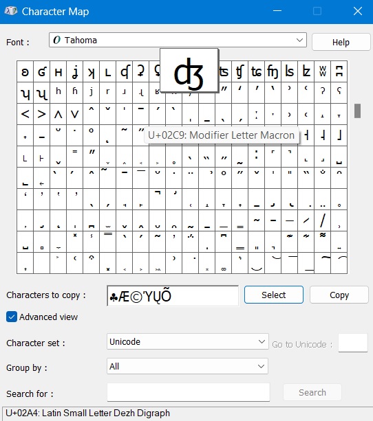 Special characters copy-pasted into the clipboard by clicking "Select" in Charmap.