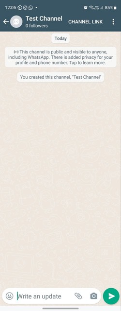 Whatsapp Channel Screen