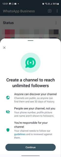 Whatsapp Create Channel Condition
