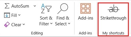 View strikethrough on ribbon