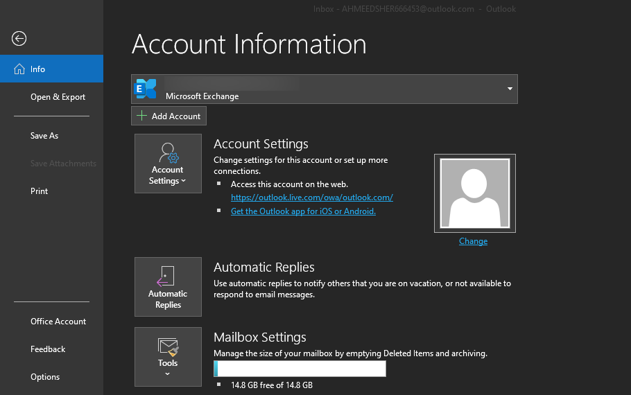 Accessing Account Settings In Outlook
