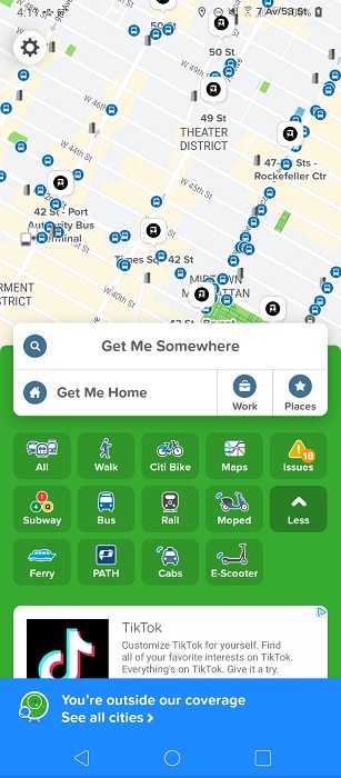 Map view in Citymapper app. 