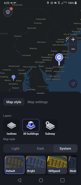 Adding layers in Maps.me app. 