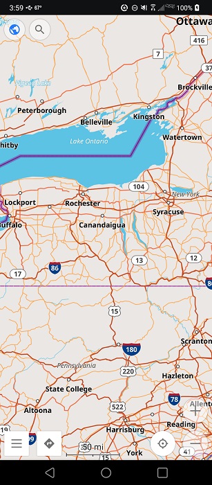 Map view in OsmAnd app.