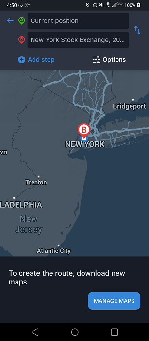 Adding destination in Sygic GPS app. 