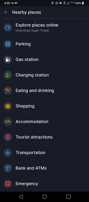 Nearby places view in Sygic GPS app. 