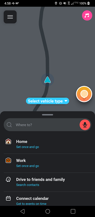 Setting a destination in Waze app. 