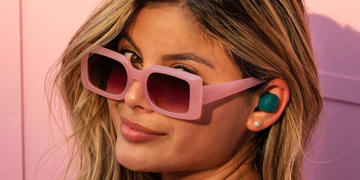 Woman Wearing Jlab go airpop