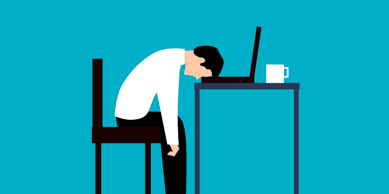 Cartoon Of A Man Frustrated At A Desk With A Computer