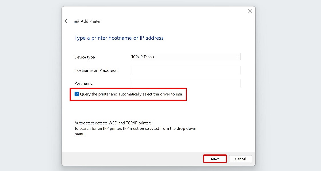 Enabling Windows to query the printer and automatically pick a suitable driver in "Add Printer" window.