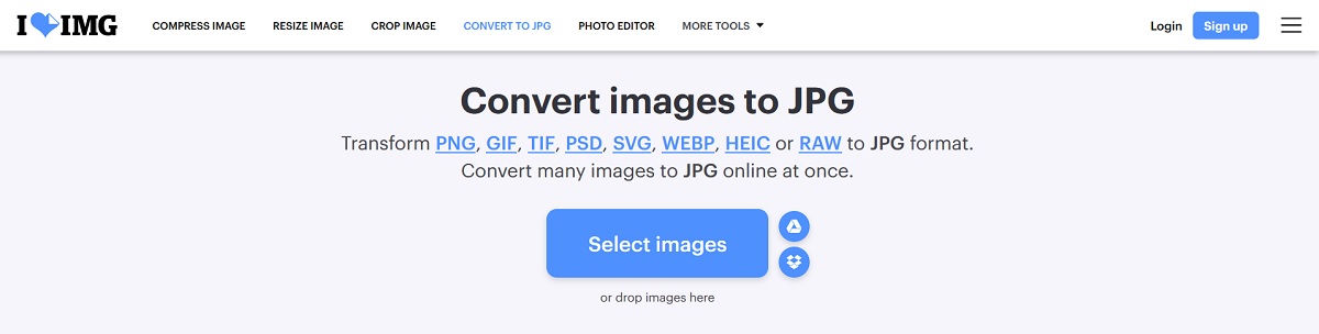 iLoveIMG service overview in web browser.