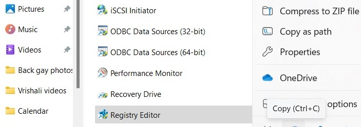 Clicking the "Copy" option in context menu for file. 