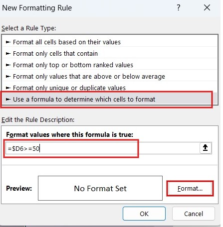 Create rule and click Format