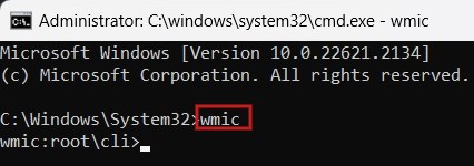 Type wmic and press Enter