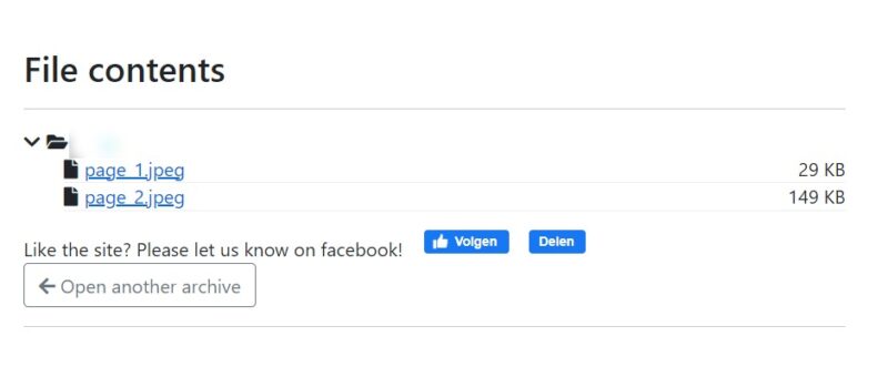 File contents view using Unzip-online.com.